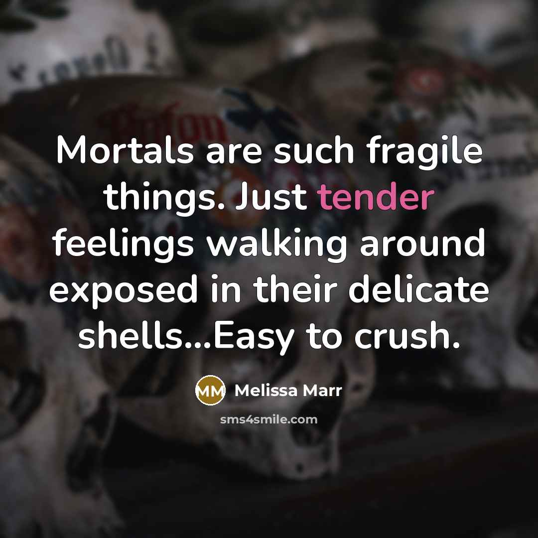 “Mortals are such fragile things. Just tender feelings walking around…” quote by Melissa Marr
