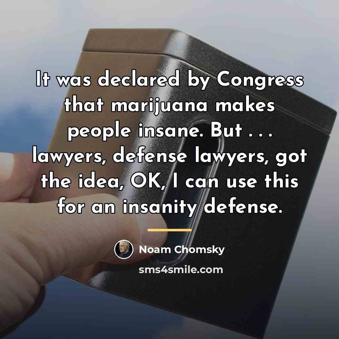“It was declared by Congress that marijuana makes people insane.…” quote by Noam Chomsky