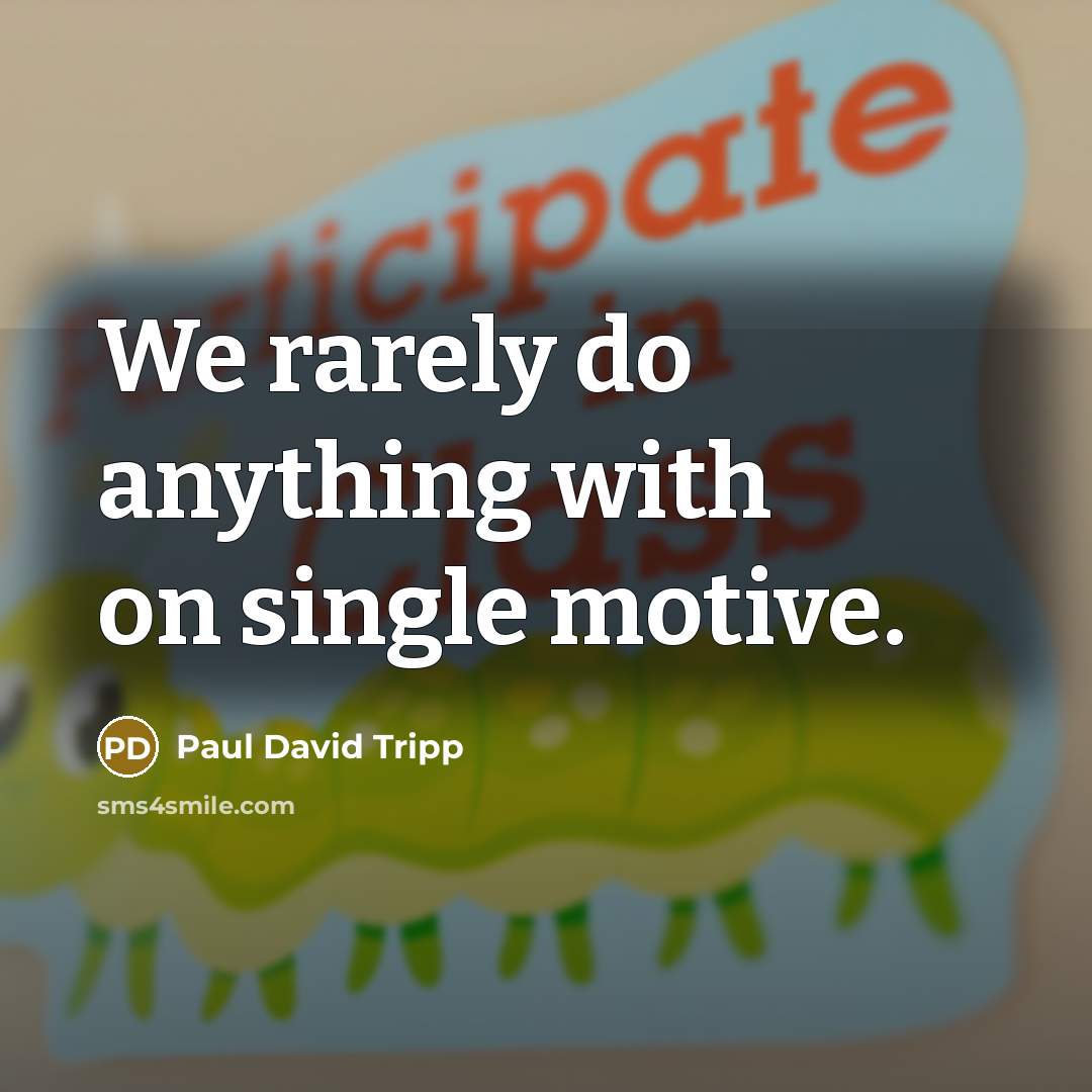 “We rarely do anything with on single motive.…” quote by Paul David Tripp