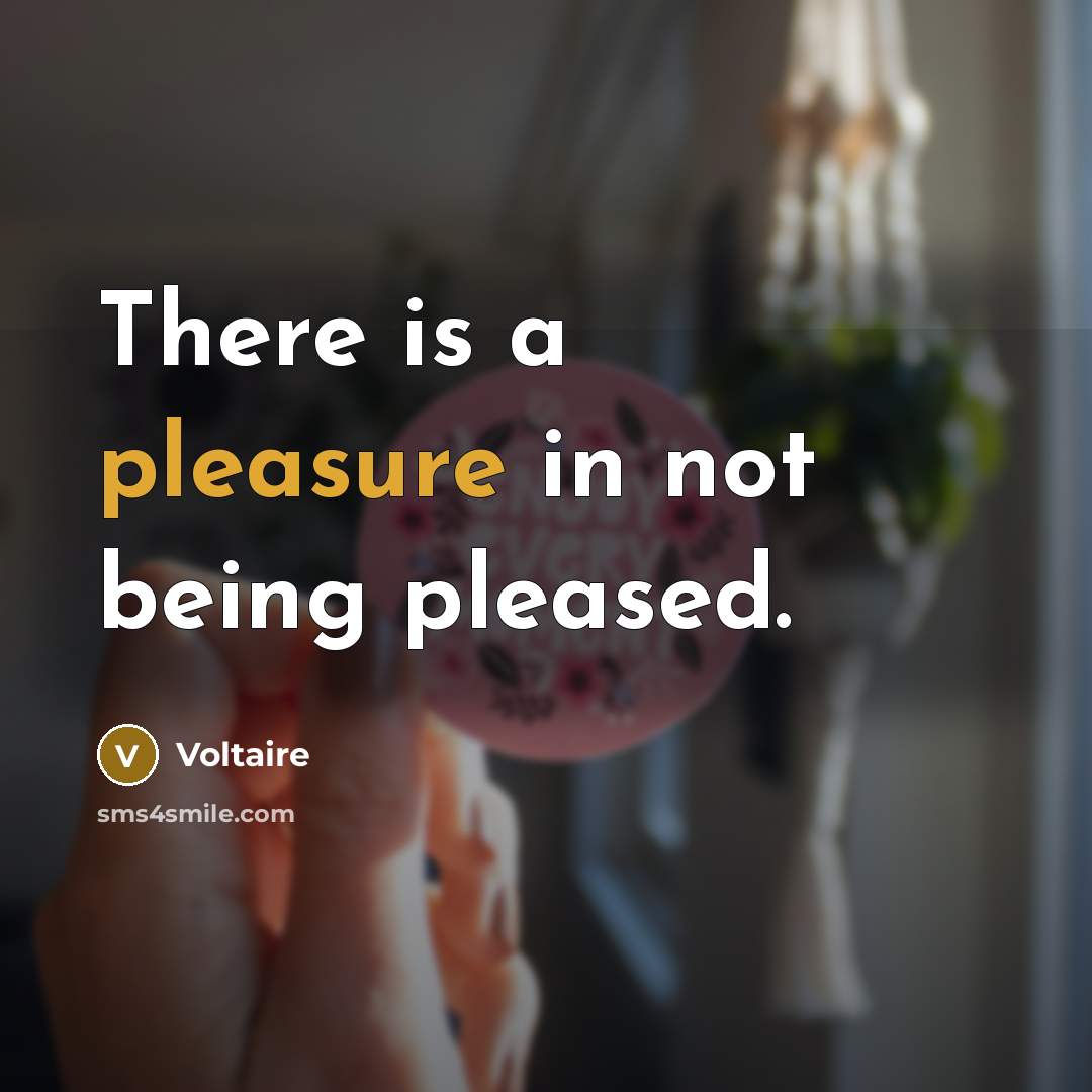 “There is a pleasure in not being pleased.…” quote by Voltaire