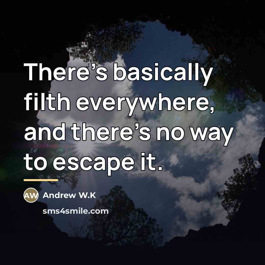 “There's basically filth everywhere, and there's no way to escape…” quote by Andrew W.K