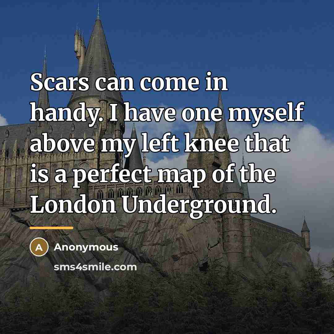 “Scars can come in handy. I have one myself above…” quote by Anonymous
