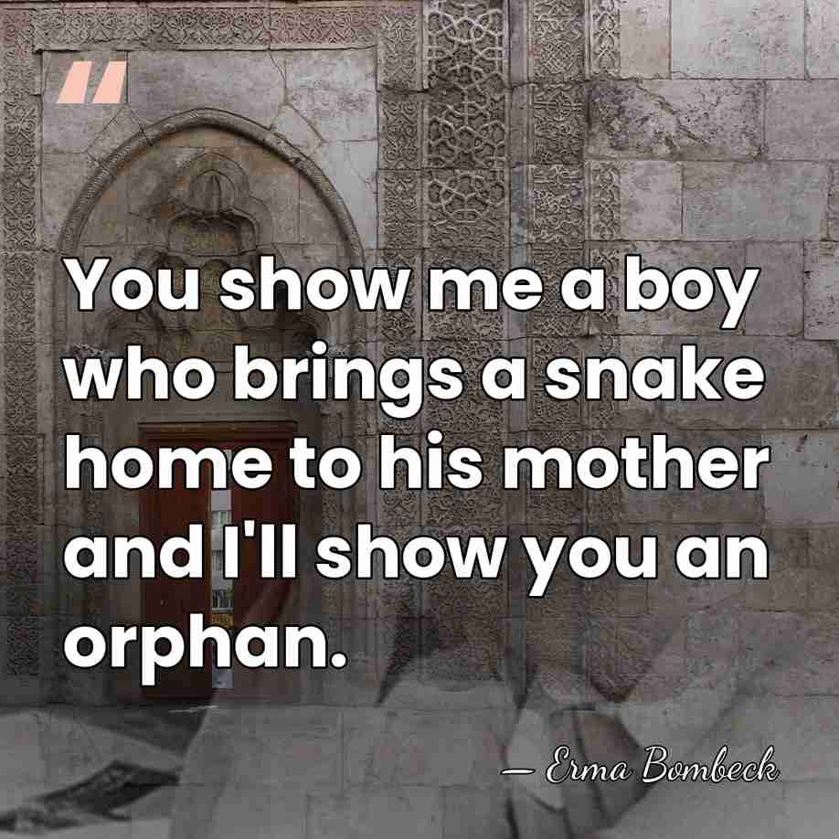 You show me a boy who brings a snake home to his&hellip; - Erma Bombeck