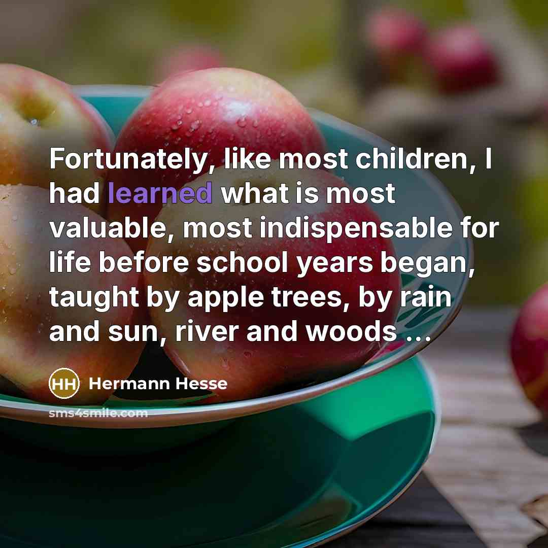 “Fortunately, like most children, I had learned what is most…” quote by Hermann Hesse