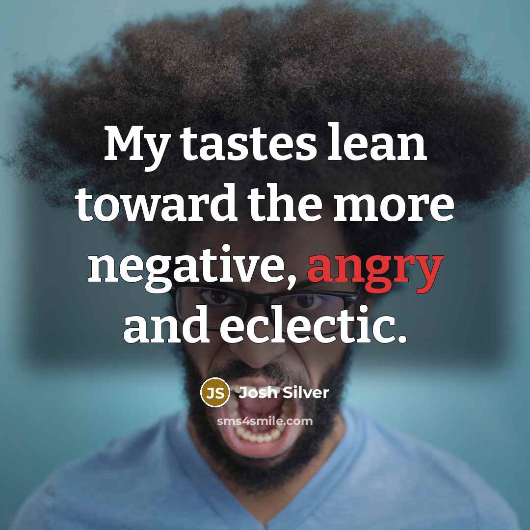 “My tastes lean toward the more negative, angry and eclectic.…” quote by Josh Silver