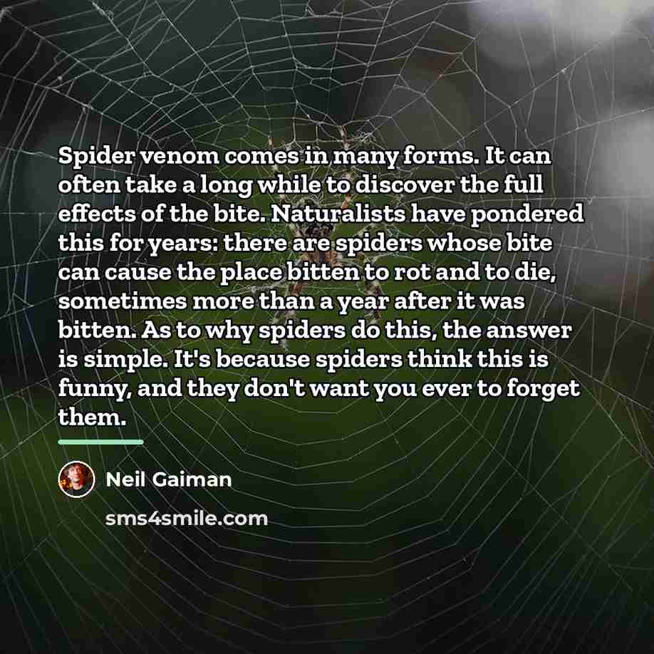“Spider venom comes in many forms. It can often take…” quote by Neil Gaiman