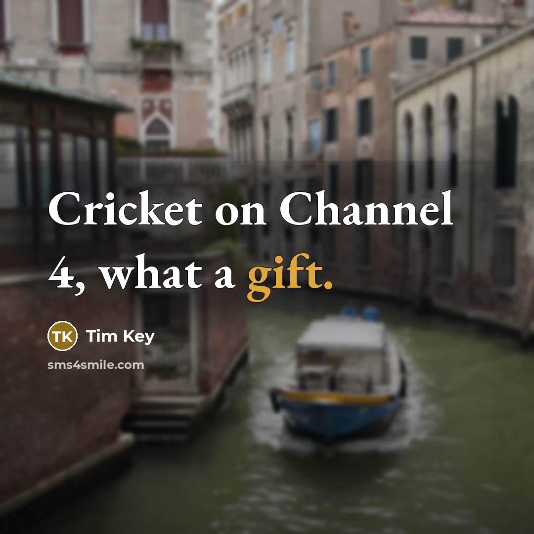 “Cricket on Channel 4, what a gift.…” quote by Tim Key