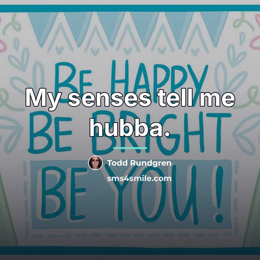 “My senses tell me hubba.…” quote by Todd Rundgren