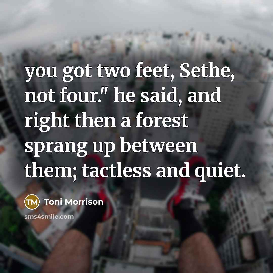 “you got two feet, Sethe, not four." he said, and…” quote by Toni Morrison