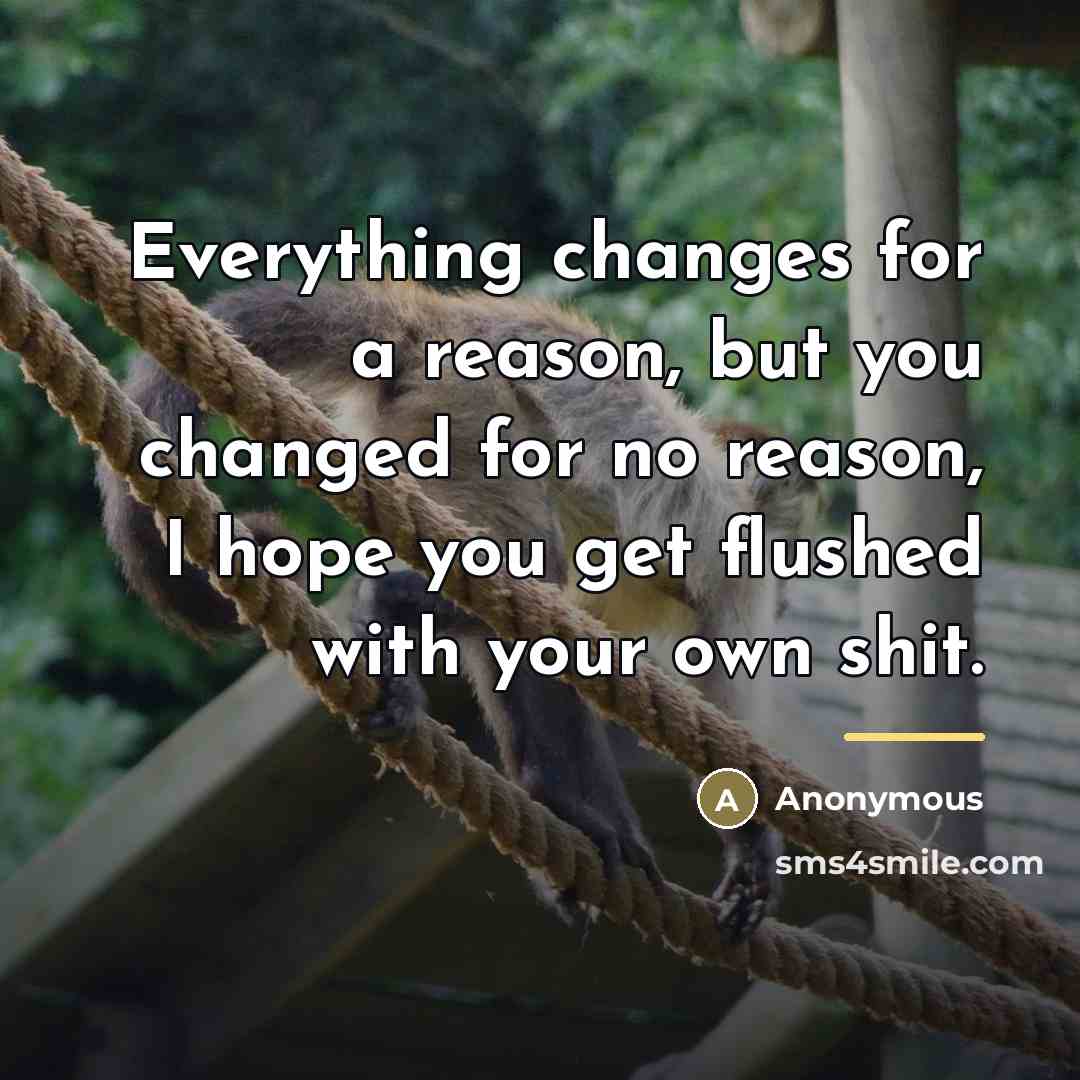 “Everything changes for a reason, but you changed for no…” quote by Anonymous