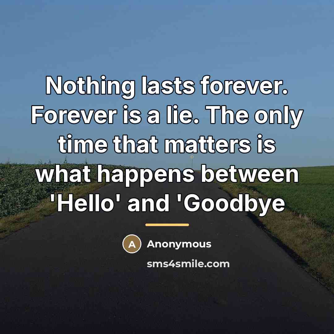 “Nothing lasts forever. Forever is a lie. The only time…” quote by Anonymous