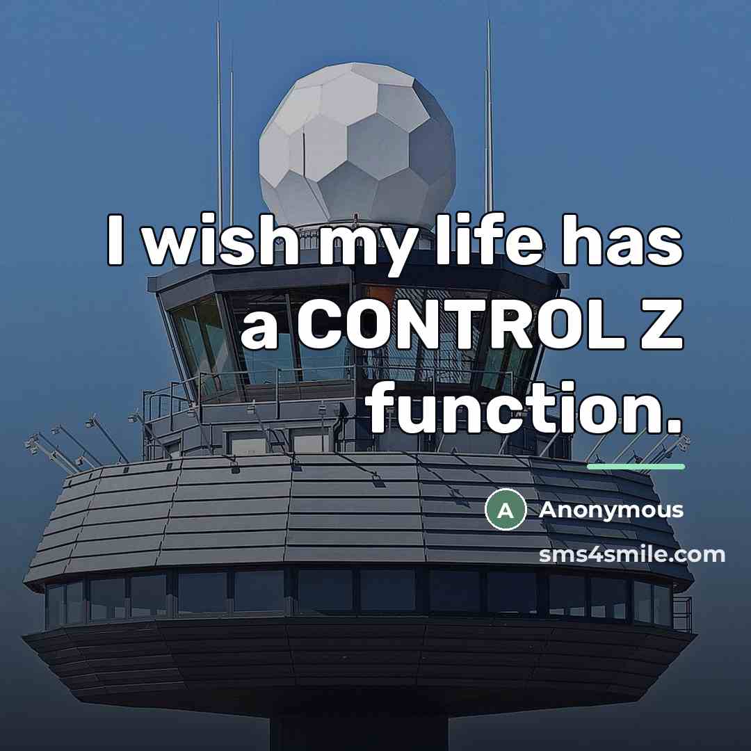 “I wish my life has a CONTROL Z function.…” quote by Anonymous