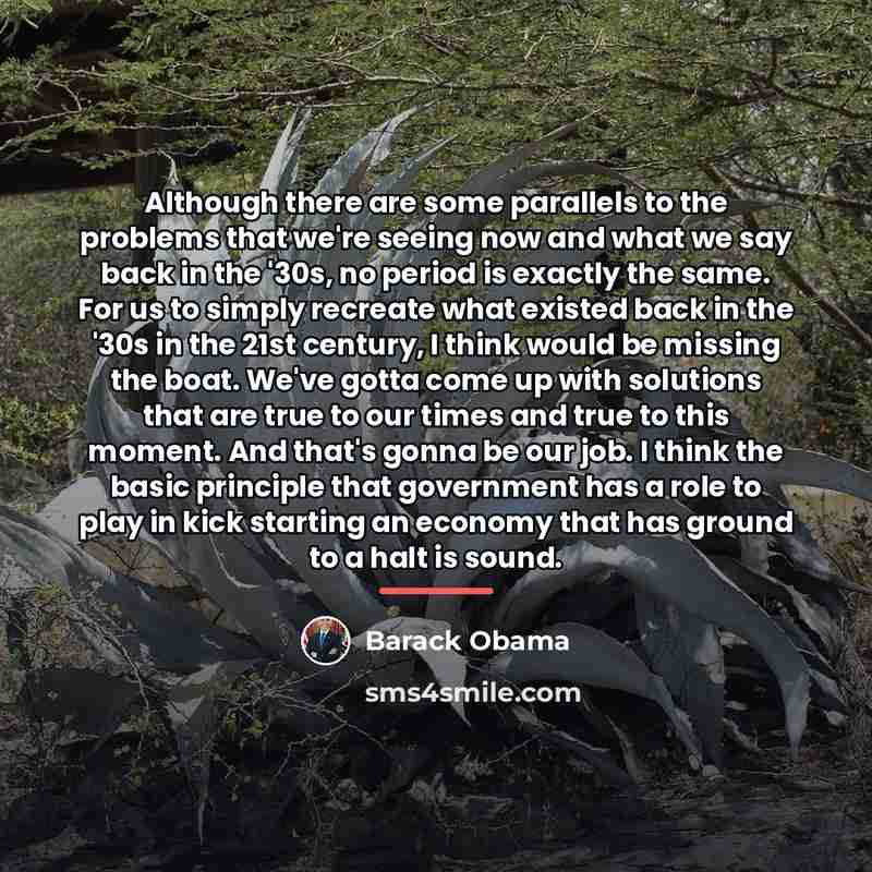 “Although there are some parallels to the problems that we're…” quote by Barack Obama