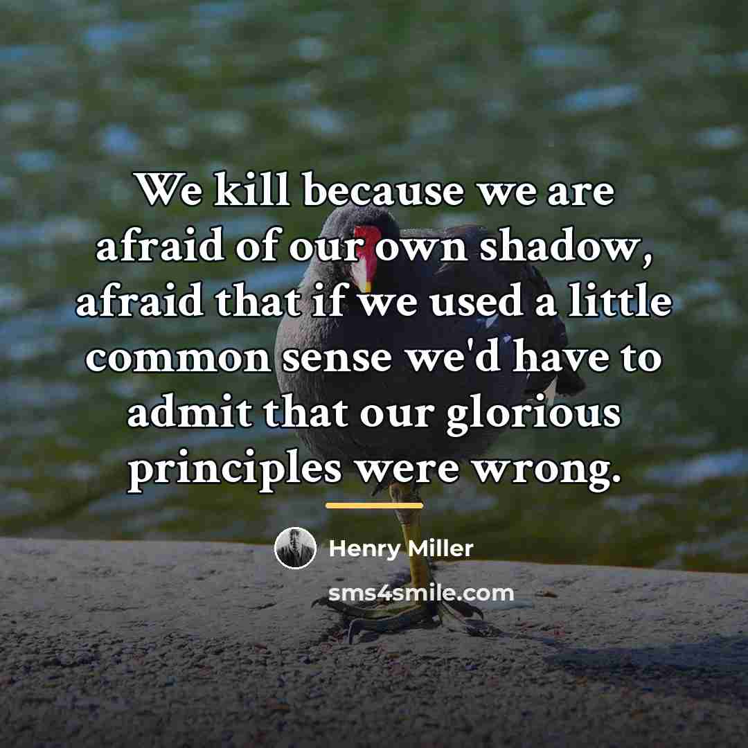 “We kill because we are afraid of our own shadow,…” quote by Henry Miller