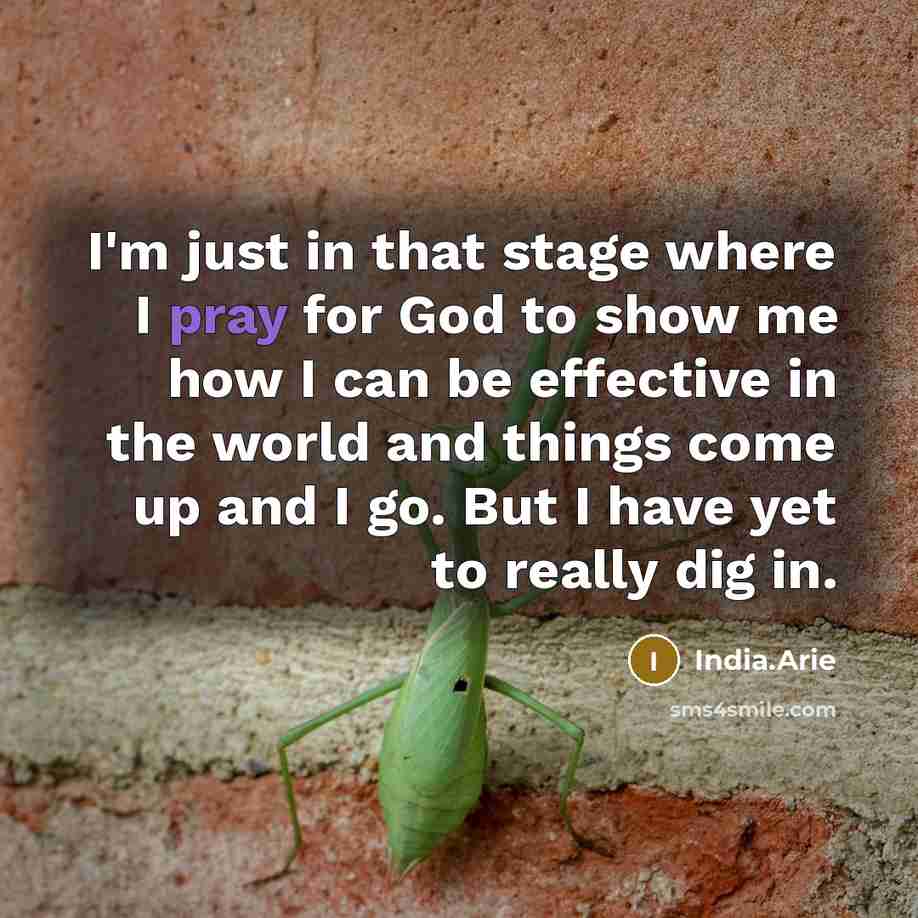 “I'm just in that stage where I pray for God…” quote by India.Arie