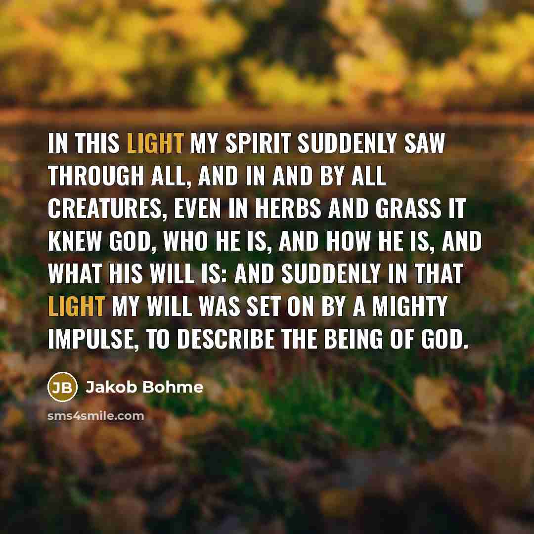 “In this light my spirit suddenly saw through all, and…” quote by Jakob Bohme
