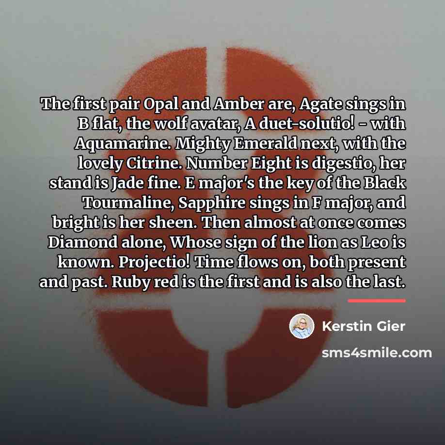 “The first pair Opal and Amber are, Agate sings in…” quote by Kerstin Gier