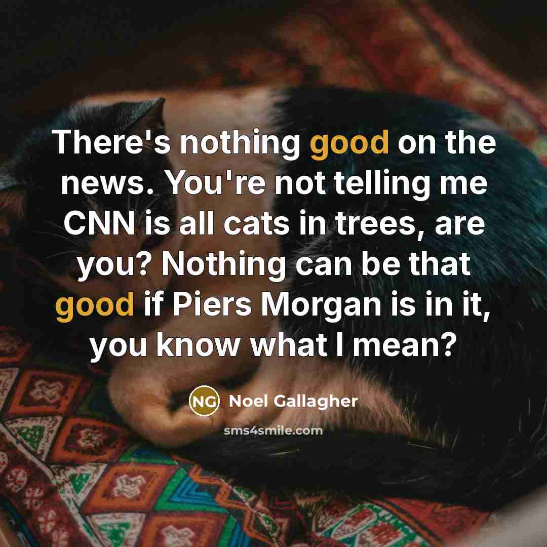 “There's nothing good on the news. You're not telling me…” quote by Noel Gallagher
