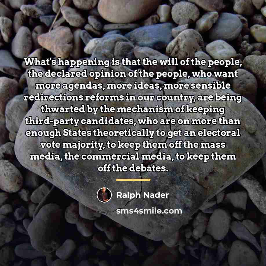 “What's happening is that the will of the people, the…” quote by Ralph Nader