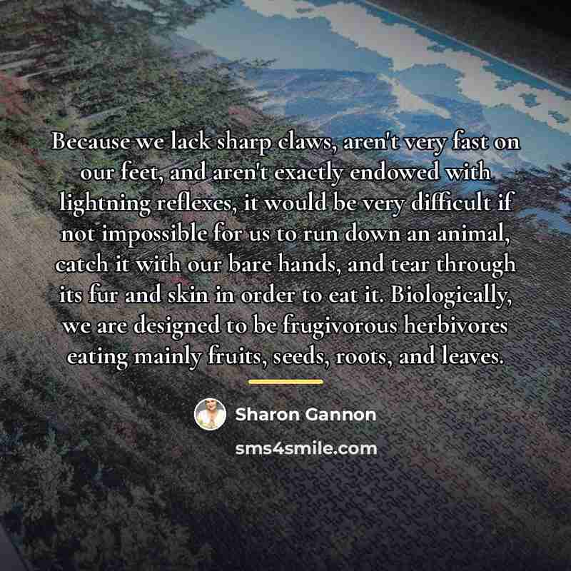 “Because we lack sharp claws, aren't very fast on our…” quote by Sharon Gannon