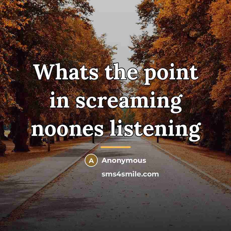 “Whats the point in screaming noones listening…” quote by Anonymous