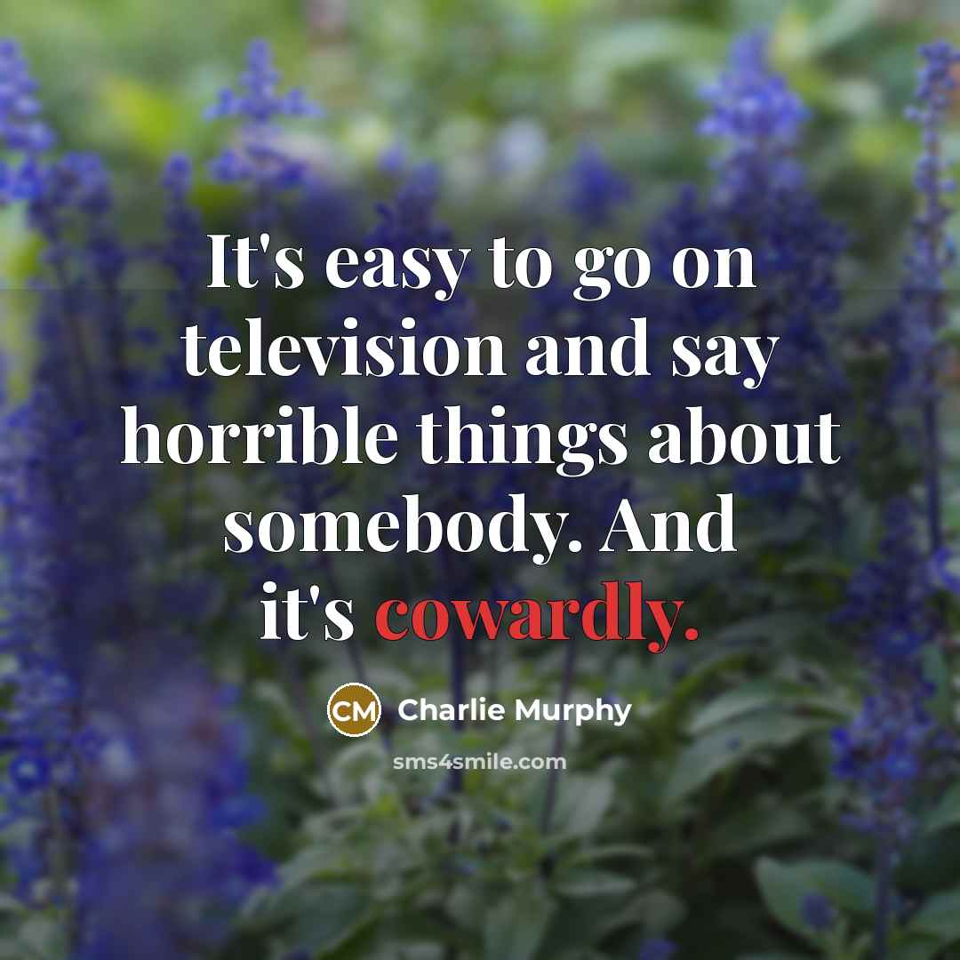 “It's easy to go on television and say horrible things…” quote by Charlie Murphy
