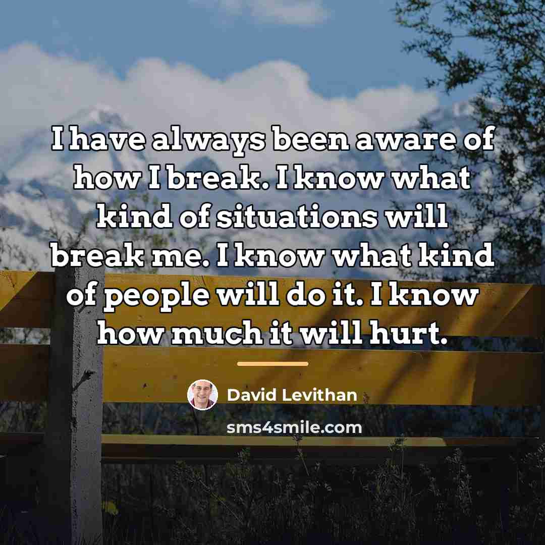 “I have always been aware of how I break. I…” quote by David Levithan