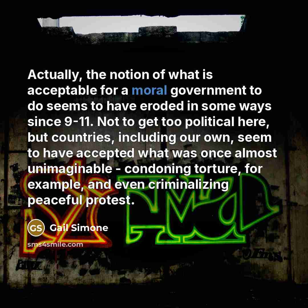 “Actually, the notion of what is acceptable for a moral…” quote by Gail Simone