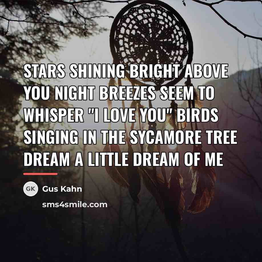 “Stars shining bright above you Night breezes seem to whisper…” quote by Gus Kahn