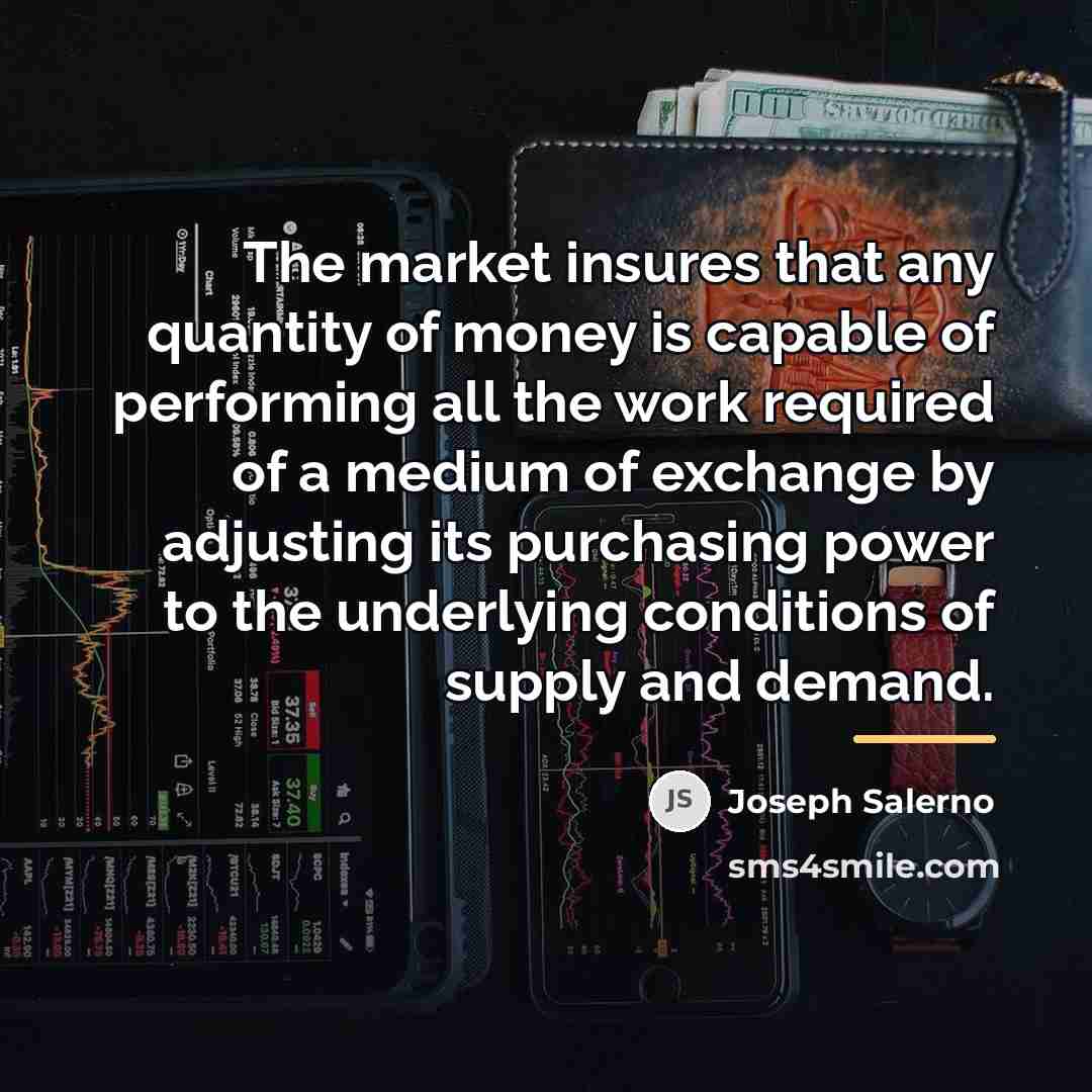 “The market insures that any quantity of money is capable…” quote by Joseph Salerno