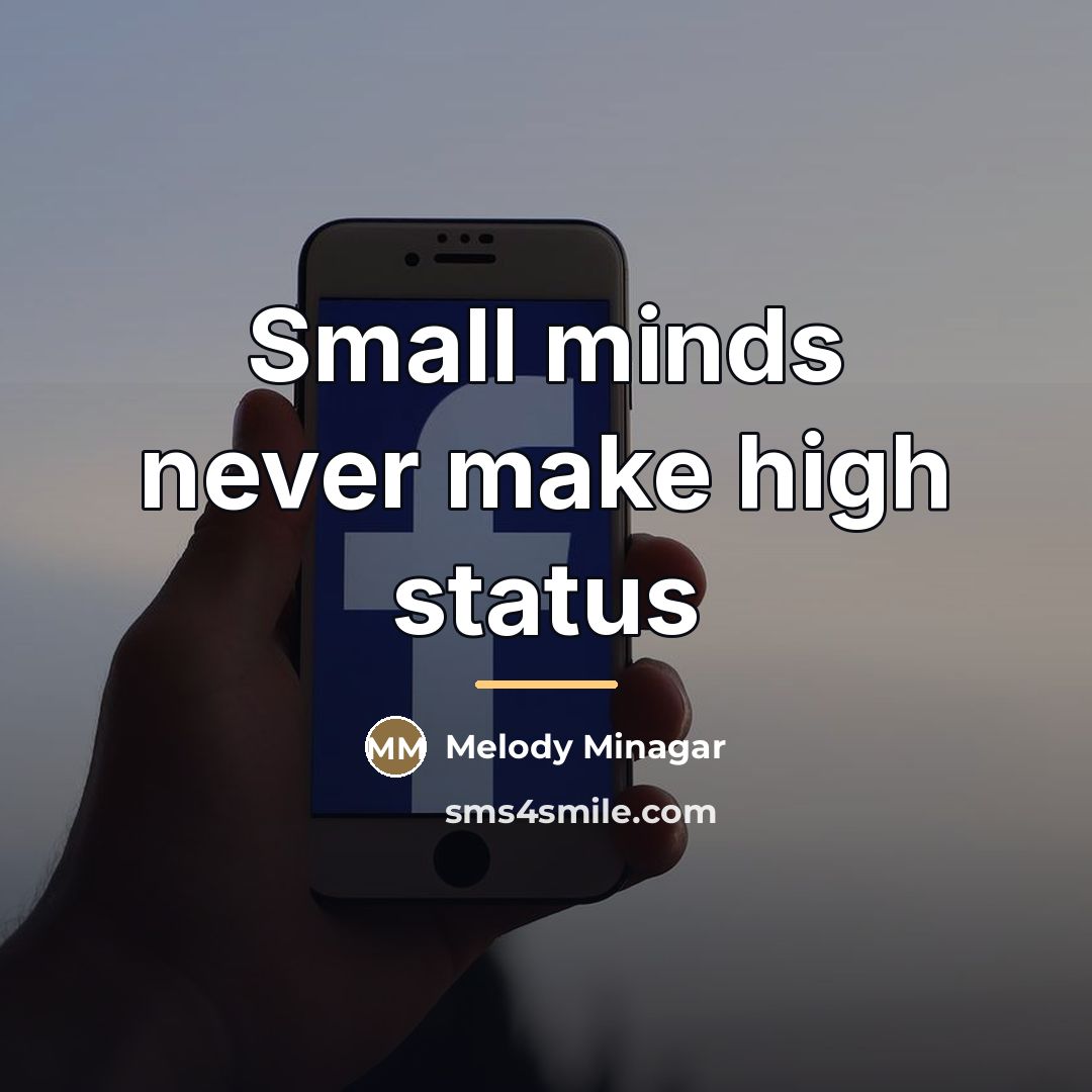 “Small minds never make high status…” quote by Melody Minagar