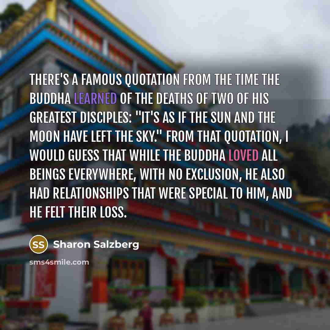 “There's a famous quotation from the time the Buddha learned…” quote by Sharon Salzberg