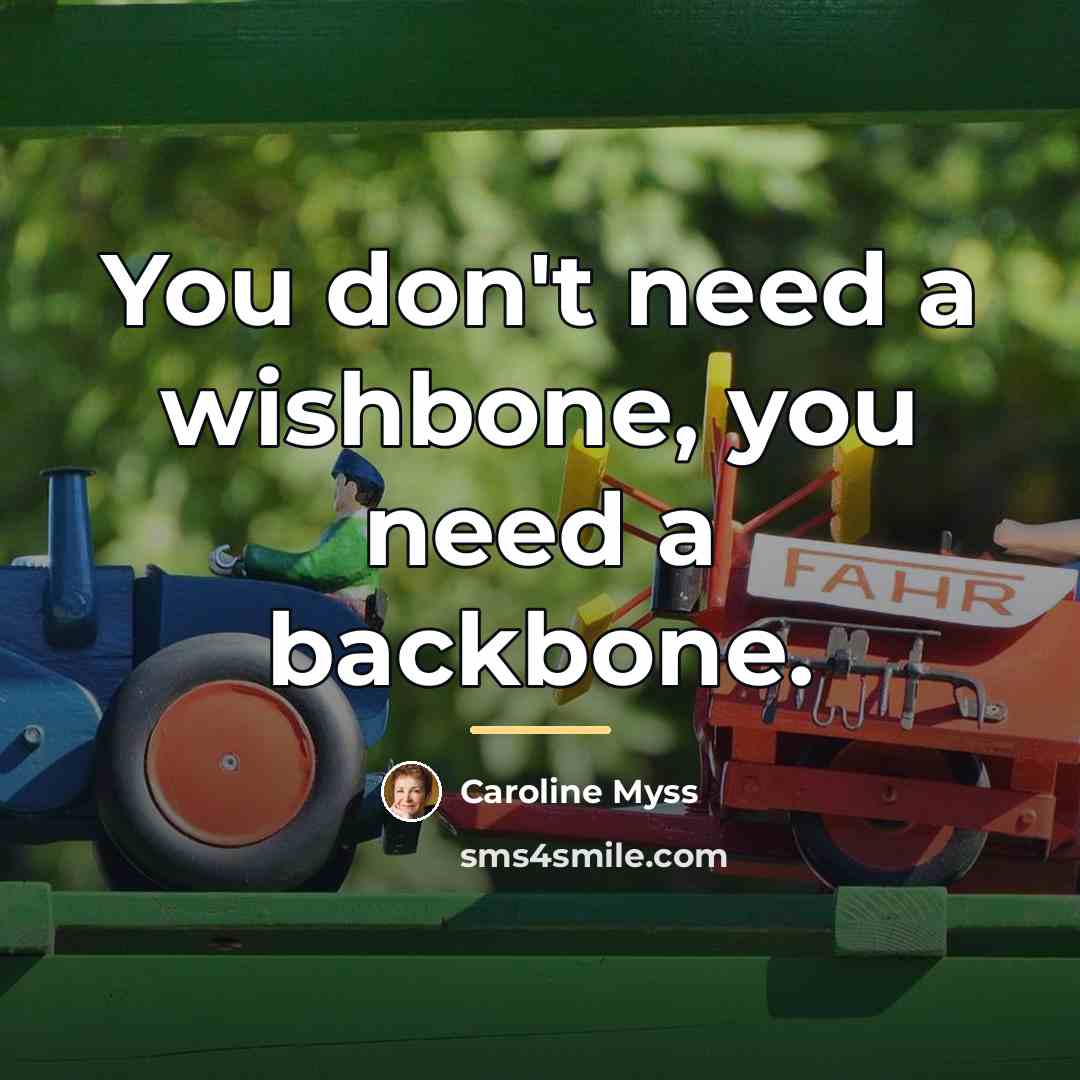 “You don't need a wishbone, you need a backbone.…” quote by Caroline Myss