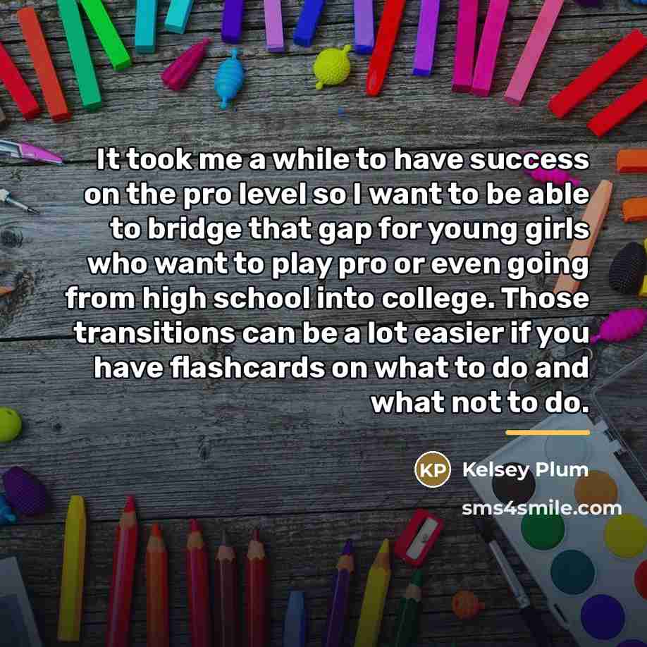 “It took me a while to have success on the…” quote by Kelsey Plum