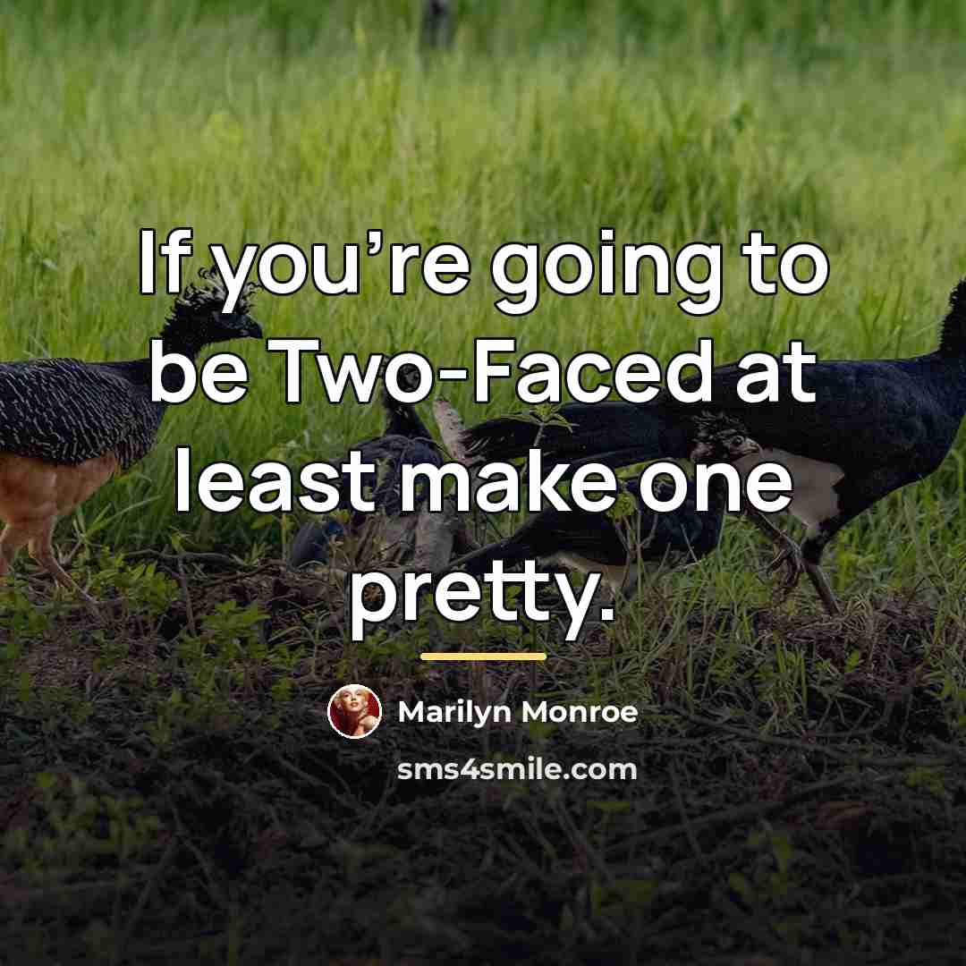 “If you're going to be Two-Faced at least make one…” quote by Marilyn Monroe