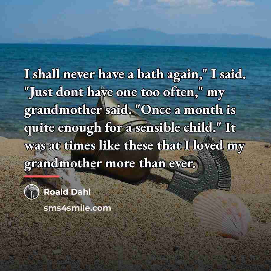“I shall never have a bath again," I said. "Just…” quote by Roald Dahl