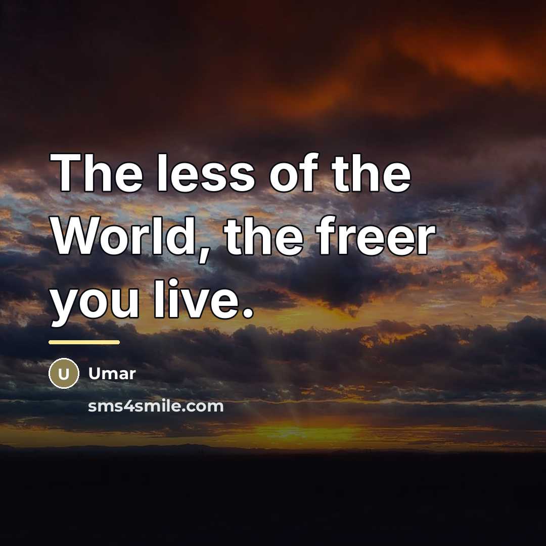 “The less of the World, the freer you live.…” quote by Umar