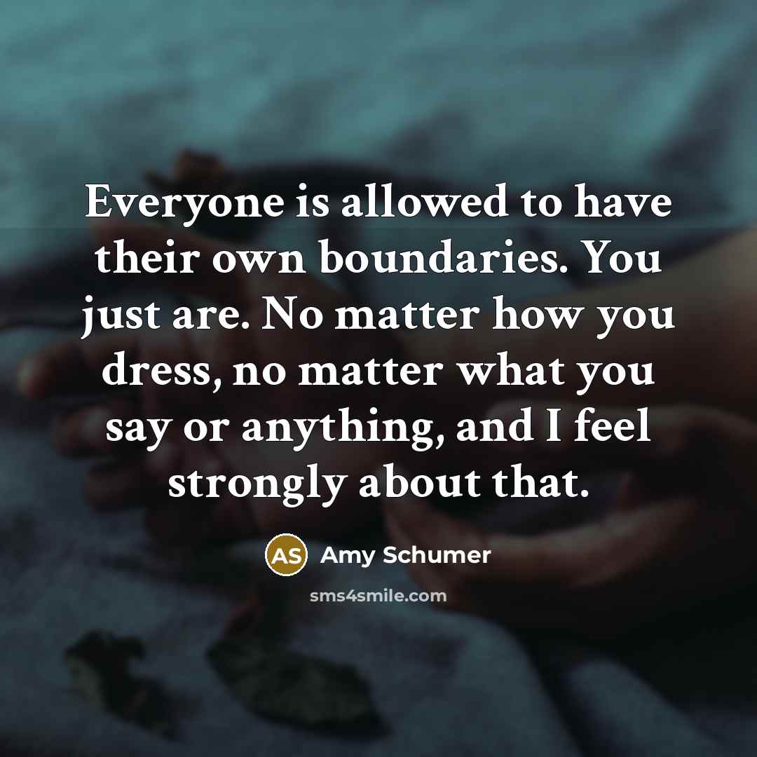 “Everyone is allowed to have their own boundaries. You just…” quote by Amy Schumer