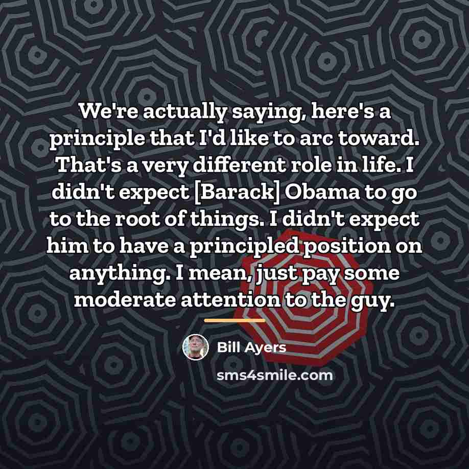 “We're actually saying, here's a principle that I'd like to…” quote by Bill Ayers