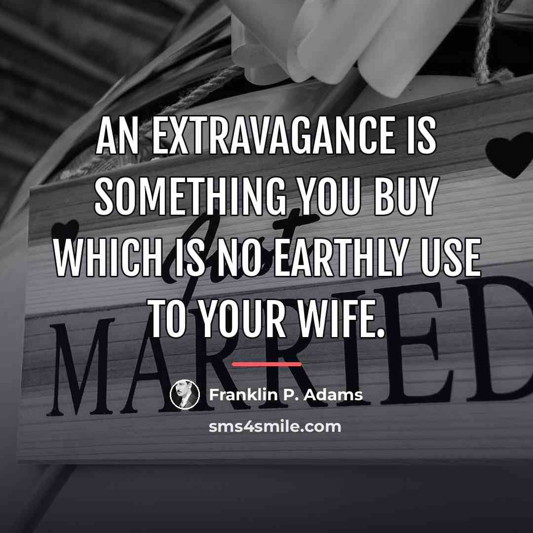 “An extravagance is something you buy which is no earthly…” quote by Franklin P. Adams