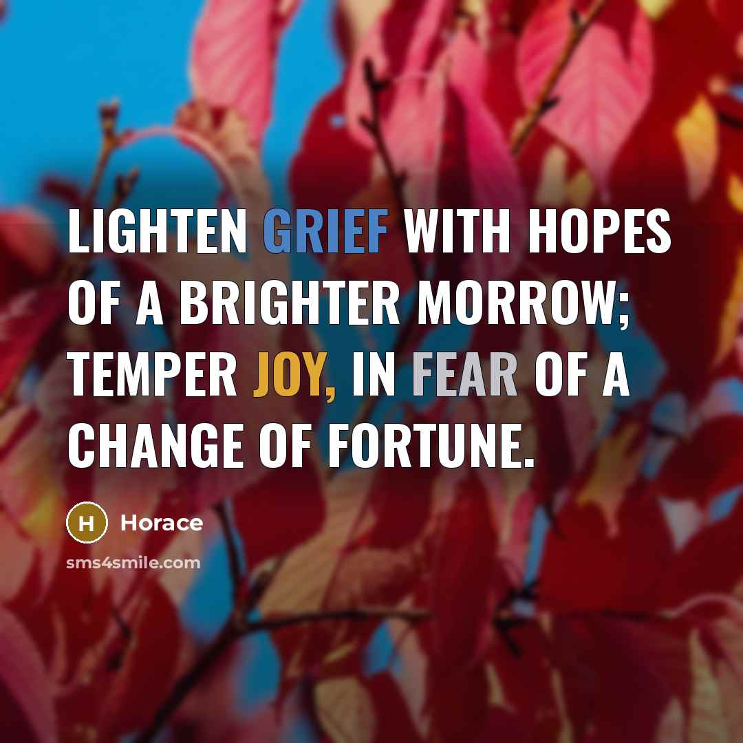 “Lighten grief with hopes of a brighter morrow; Temper joy,…” quote by Horace