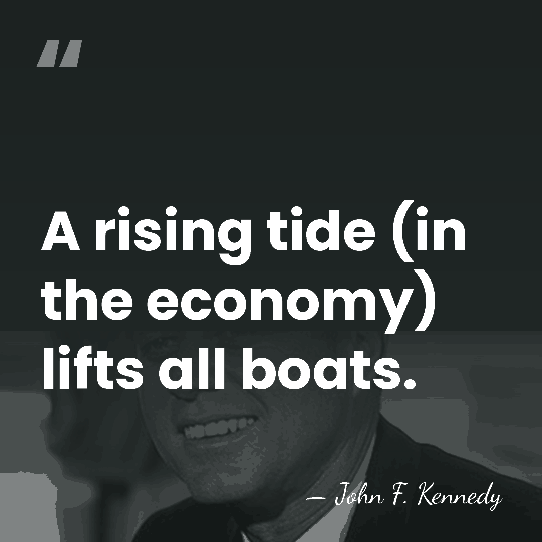 A rising tide (in the economy) lifts all boats. - John F. Kennedy