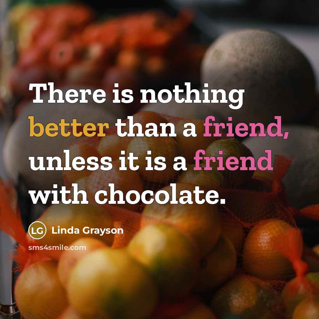 “There is nothing better than a friend, unless it is a friend with chocolate.” quote by Linda Grayson