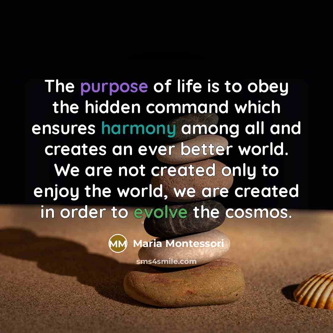 “The purpose of life is to obey the hidden command…” quote by Maria Montessori