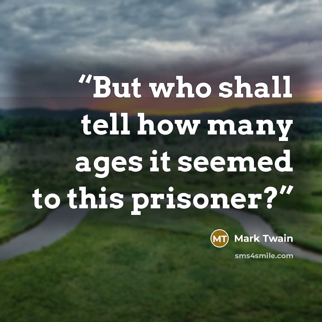 “But who shall tell how many ages it seemed to this prisoner?” quote by Mark Twain