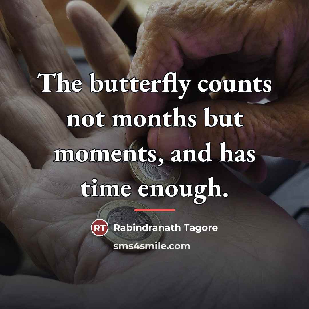 “The butterfly counts not months but moments, and has time…” quote by Rabindranath Tagore