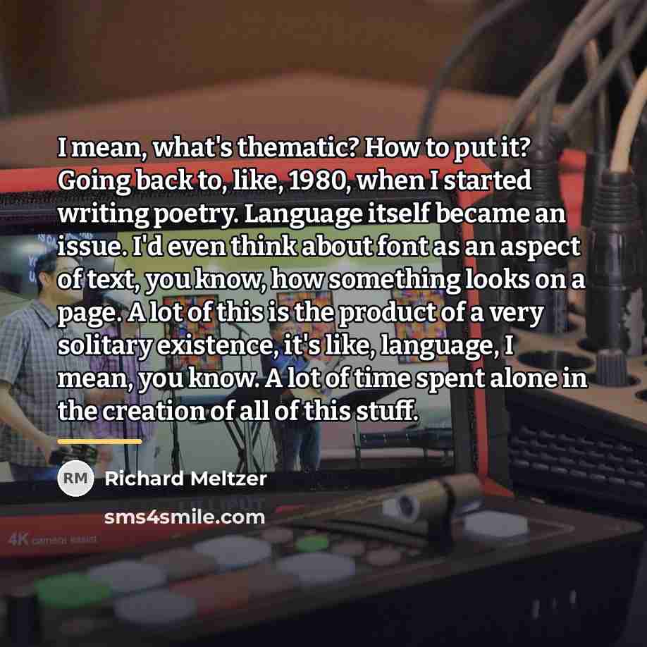 “I mean, what's thematic? How to put it? Going back…” quote by Richard Meltzer