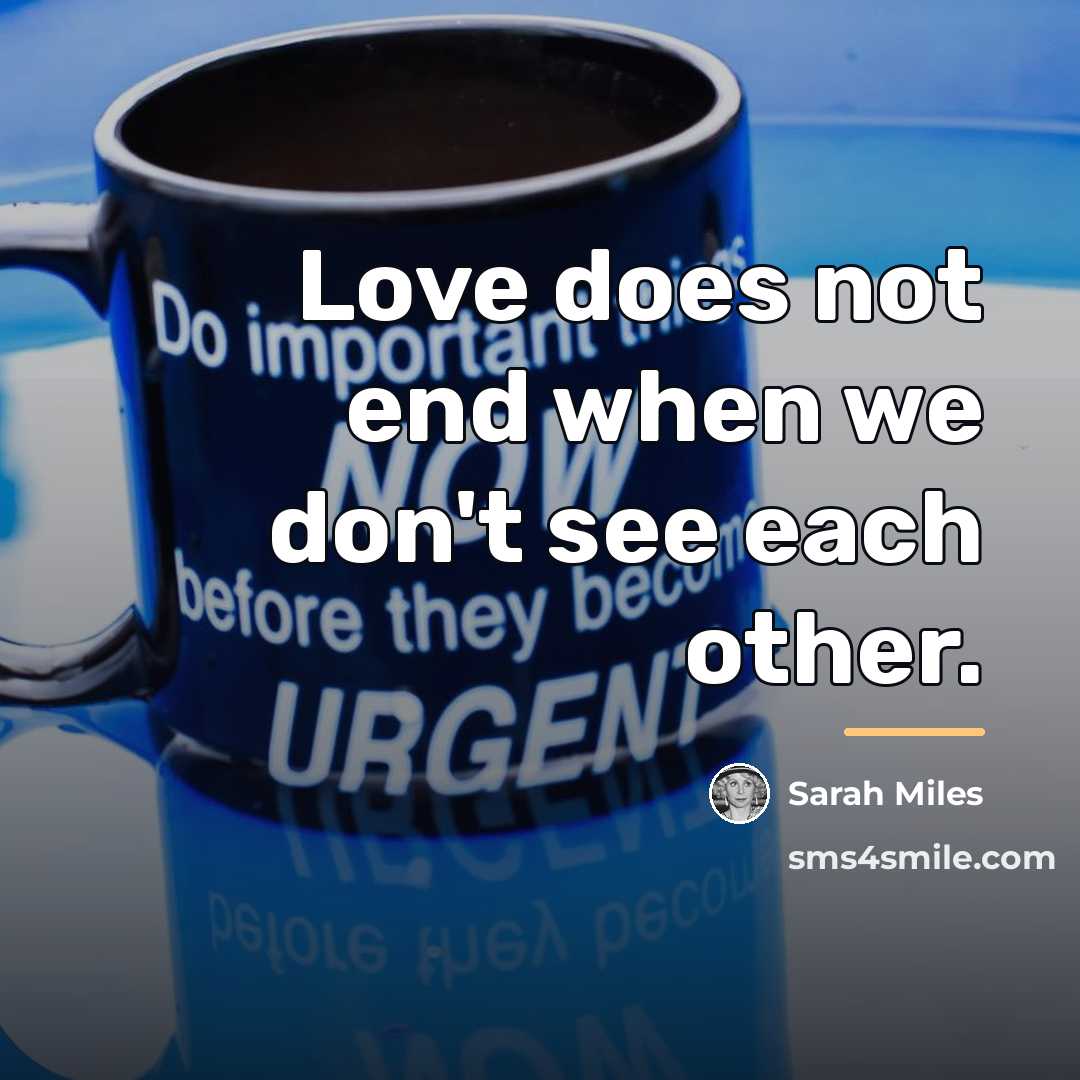 “Love does not end when we don't see each other.…” quote by Sarah Miles