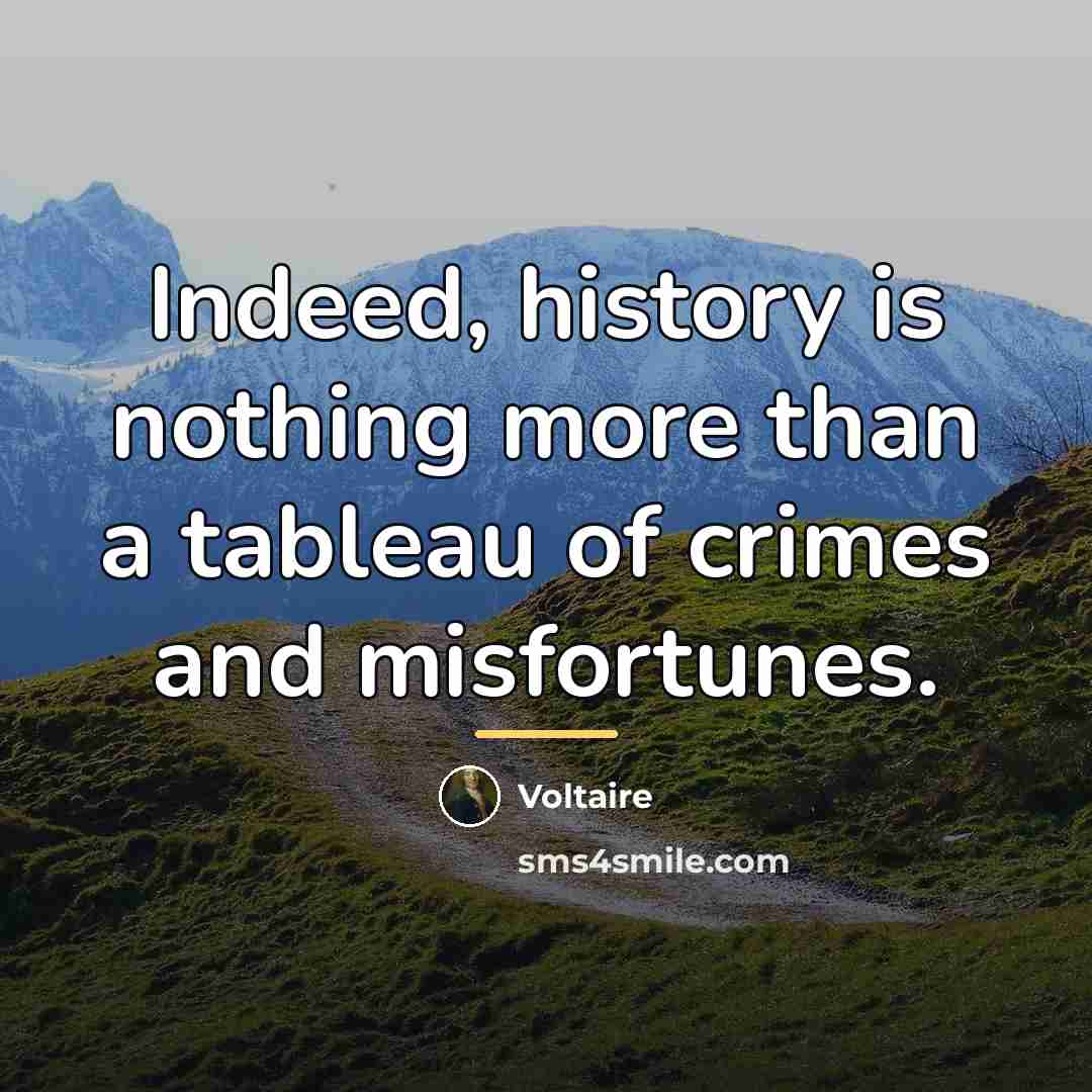 “Indeed, history is nothing more than a tableau of crimes…” quote by Voltaire