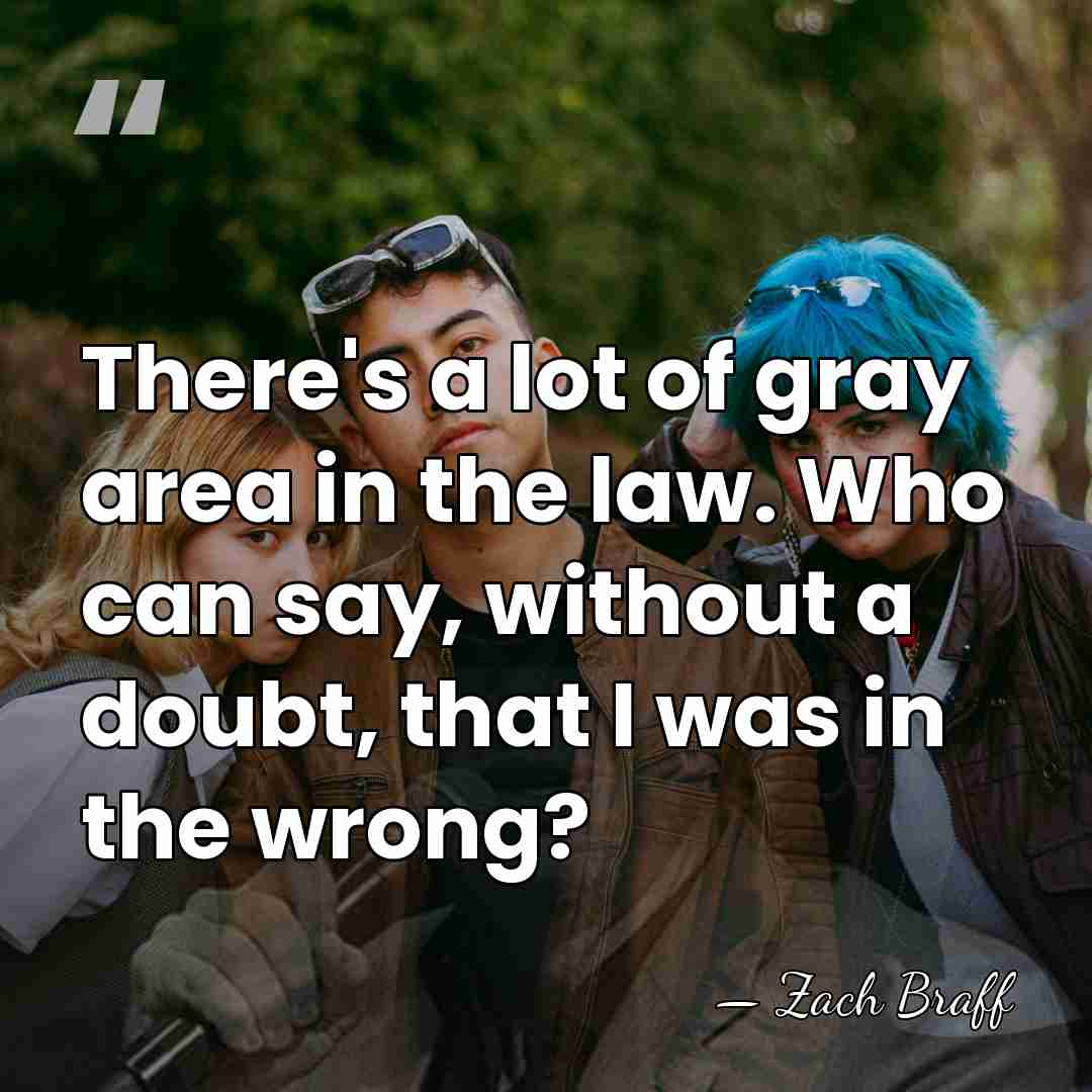 There's a lot of gray area in the law. Who can say,&hellip; - Zach Braff